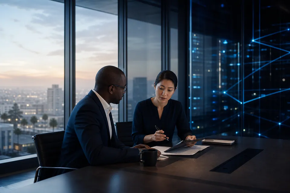Professionals working across connected office and cloud environments.
